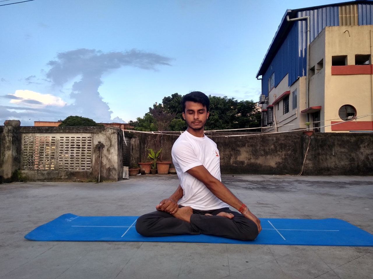 spinal twist, yoga under sky yoga asana, seated twist, yoga for beginner, spinal mobility