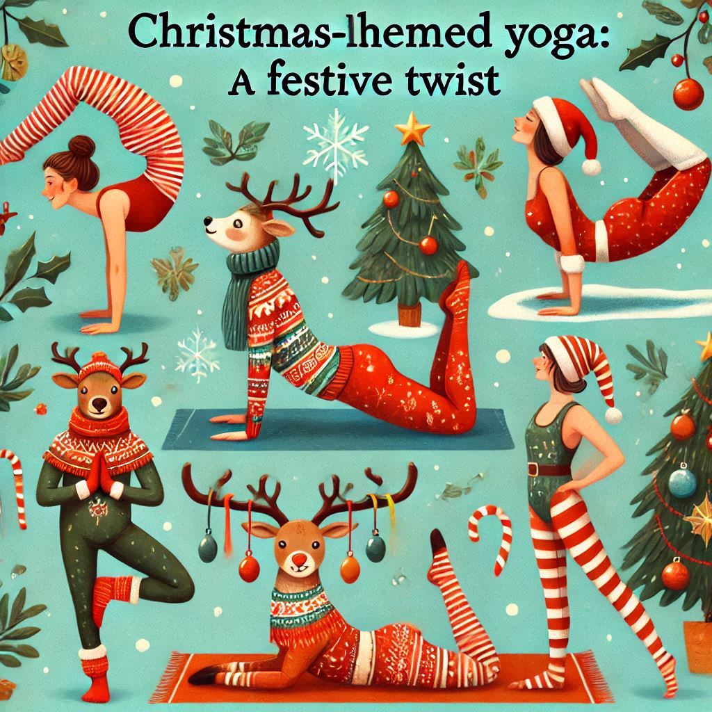 Christmas-Themed Yoga: A Festive Twist Bring the holiday spirit to your yoga practice with Christmas-themed poses and sequences. Imagine reindeer-inspired movements, a Christmas tree pose challenge, or mistletoe balance flows. These playful additions can make your practice more festive and fun, allowing you to celebrate creatively. Join our Instagram community for festive yoga ideas and inspiration.