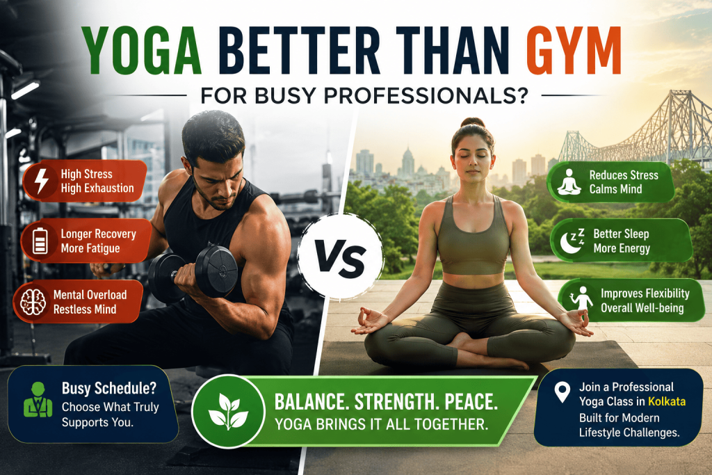 yoga vs gym is yoga enough for fitness yoga and gym combination yoga for fitness yoga or gym for weight loss yoga for strength and flexibility benefits of yoga and gym together yoga for busy professionals power yoga in Kolkata yoga class in Kolkata yoga class in Kankurgachi best yoga classes in Kolkata fitness through yoga yoga for posture improvement yoga for stress relief strength training and yoga yoga for flexibility hybrid fitness routine Yoga With Sandy yoga for long-term health